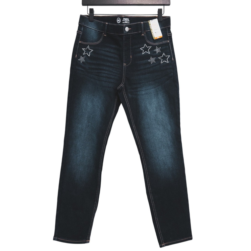 Wonder Nation Jegging Kids XL 14-16 Plus Size Dark Wash Star Rhinestone NWT